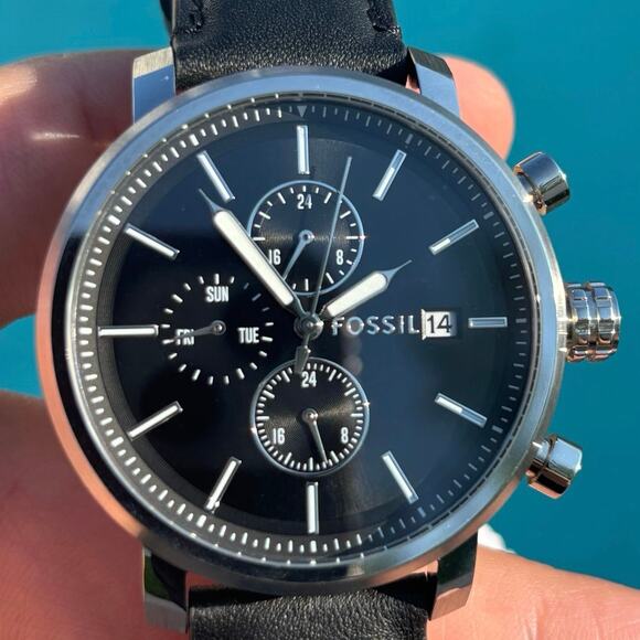 Fossil Rhett BQ2849 Men’s 42mm Black Dial Multifunction Quartz Leather Straps - Picture 7 of 15